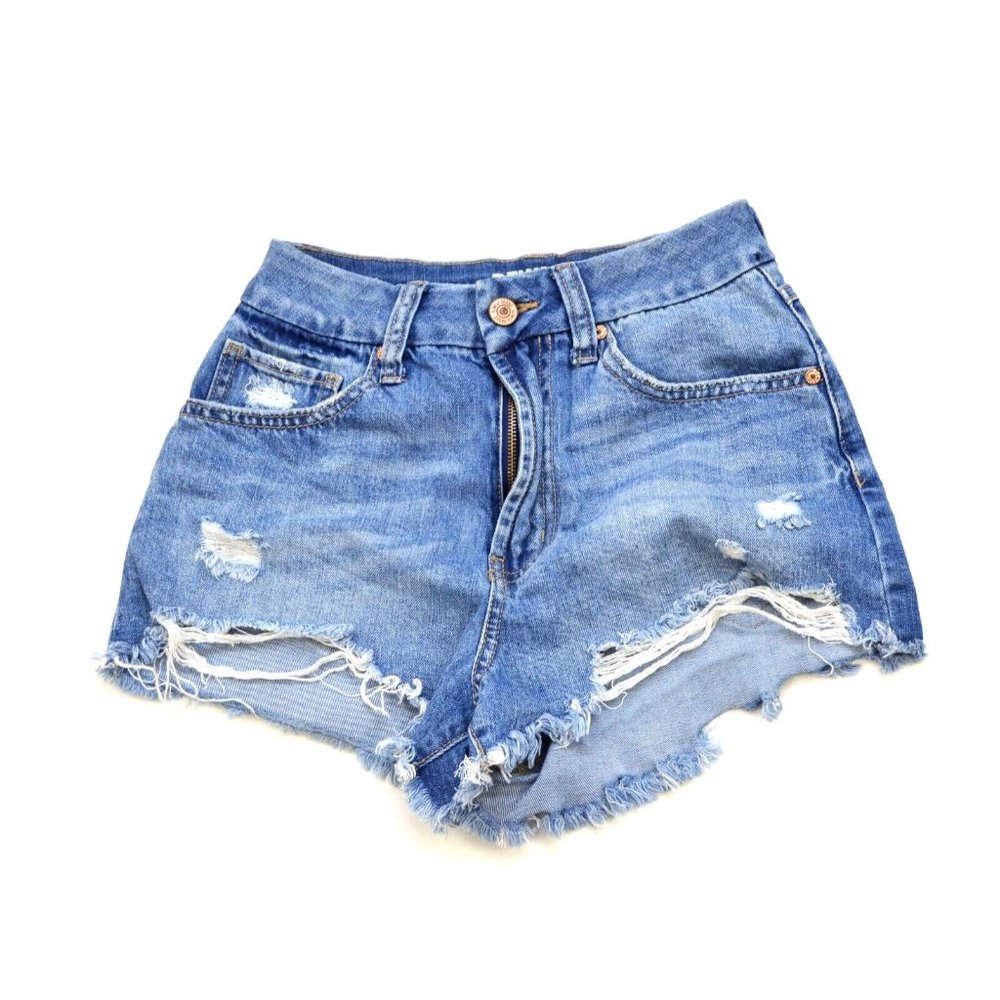 Rewash Women's Distressed Raw Hem sz 1/25 Mid Rise Jean Shorts  (Waist 24")‎